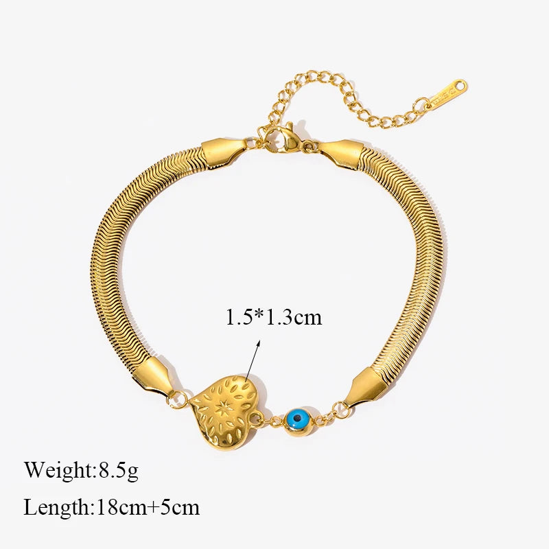 EILIECK 316L Stainless Steel Gold Color Bracelet for Women Simple Style Link Chain Bangle Trendy Fashion Non-fading Jewelry Gift