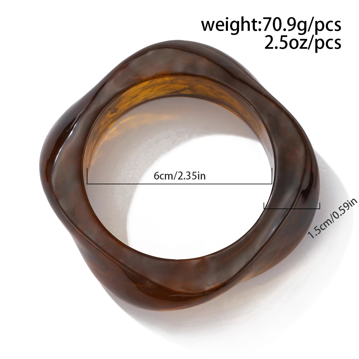 Ingemark Boho Brown Irregular Acrylic Resin Chunky Bangles for Women on Hand Goth Geometric Charm Bracelets Couple Jewelry Gift