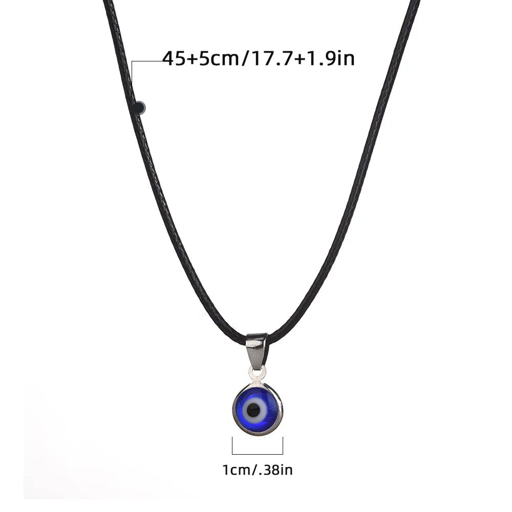 Turkey Evil Eye Charms Necklace for Woman Blue Round Pendants Couple Chain Necklaces Lucky Jewelry 2023 Fashion Friendship Gift