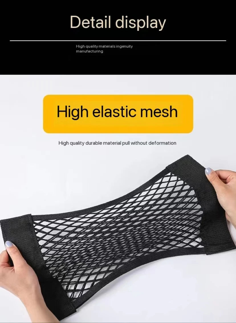 Car Back Rear Mesh Trunk Seat Elastic String Net Magic Sticker Universal Storage Bag Pocket Cage Auto Organizer Seat Back Bag