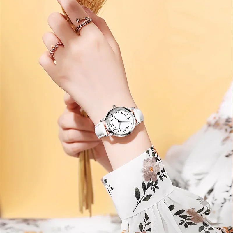 Women Quartz Watch Easy To Read Arabic Numerals Simple Dial PU Leather Strap Lady Candy Color  Reloj De Mujer Montre Femme