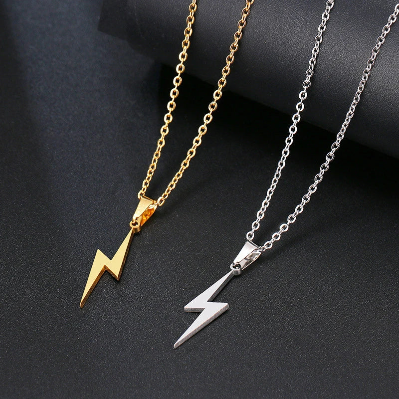 Fashion Stainless Steel Men's and Women's Lightning Necklace Hip Hop Party Motorcycle Accessories Pendant Necklace Jewelry