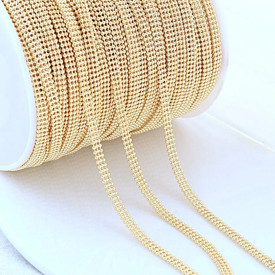 14K Gold Color Plated Brass Round Star Link Chains Necklace Chains High Quality Jewelry Accessories