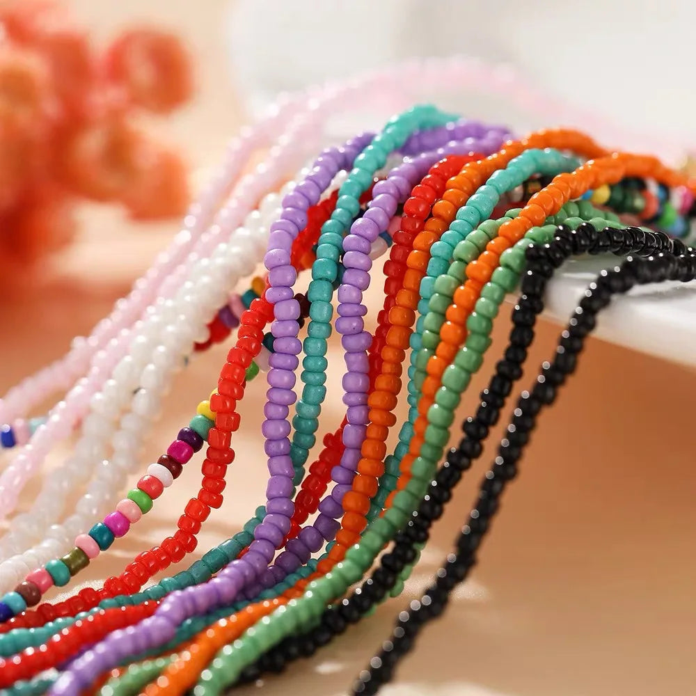 Handmade Multicolor Seed Beads Necklace for Women Multicolor Sweet Heart Pendants Necklace Summer Girls Choker Collar Fashion