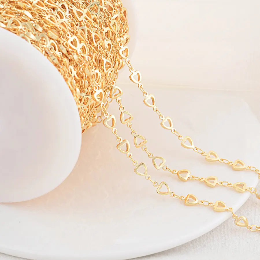 14K Gold Color Plated Brass Round Star Link Chains Necklace Chains High Quality Jewelry Accessories