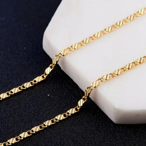 luxury 925 Sterling Silver 18K Gold 2MM flat Clavicle chains Necklaces for Men Women wedding Jewelry Christmas gifts 40-75cm