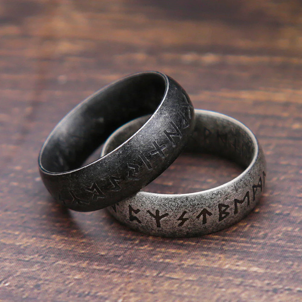 Fashion Retro Viking Rune Ring for Men Women 316L Stainless Steel Odin Letter Rings Couple Simple Amulet Jewelry Gifts Wholesale