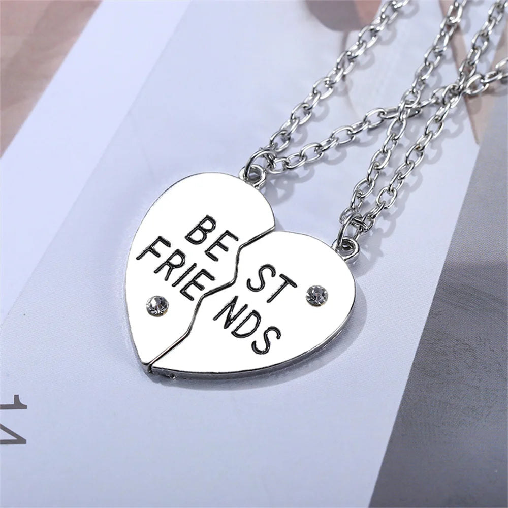 Best Friend 4 Piece Necklace Women Jewelry  BFF Friendship Pendant  Neck Chain Choker Jewelry For Women Gift 2021 Free Shipping