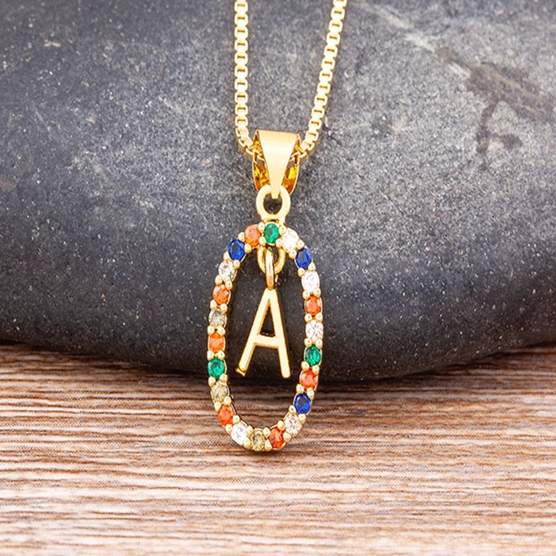 26 English Letters Pendant Necklace Zircon Fashion A - Z Initial M S C K Trendy Alphabet Long Chain For Women My Name Jewelry