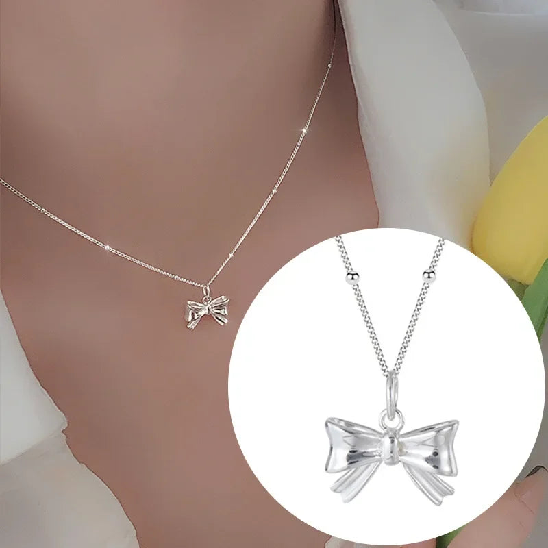 Exquisite Bow Knot Design Necklace for Women Romantic Versatile Choker Girl Wedding Jewelry Gift Dropshipping