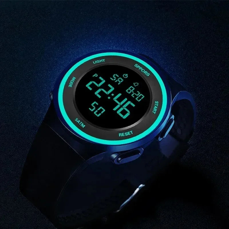 Men Sport Watch Multifunction Casual Sports Waterproof Luminous LED Digital Kids Watch Big Dial Student Electronic Watches