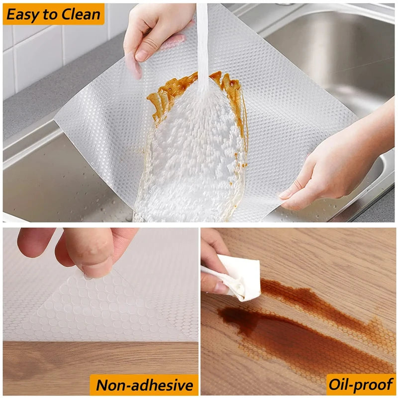 150CM Reusable Drawer Liners Washable Dustproof and Non-slip Placemats Kitchen Cabinet Mats Refrigerator Oil-proof Liners