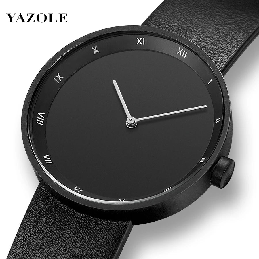 YAZOLE Watches Mens Minimalist Style Simple Fashion Quartz Wristwatches PU Strap Waterproof Student Clock Relogios Masculino