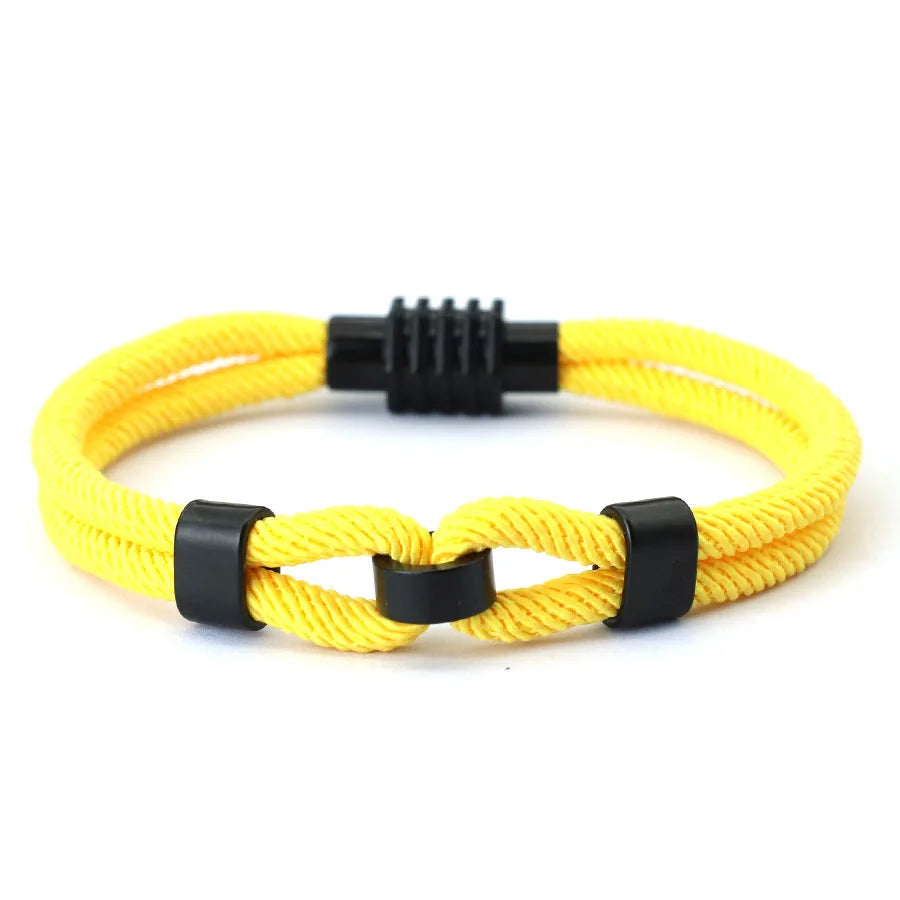 New Stylish Knot Bracelet For Men Black Magnet Buckle Rope Braslet Gifts For Him Nautical Braclet Pulseras De Hilo Wrap Jewelry