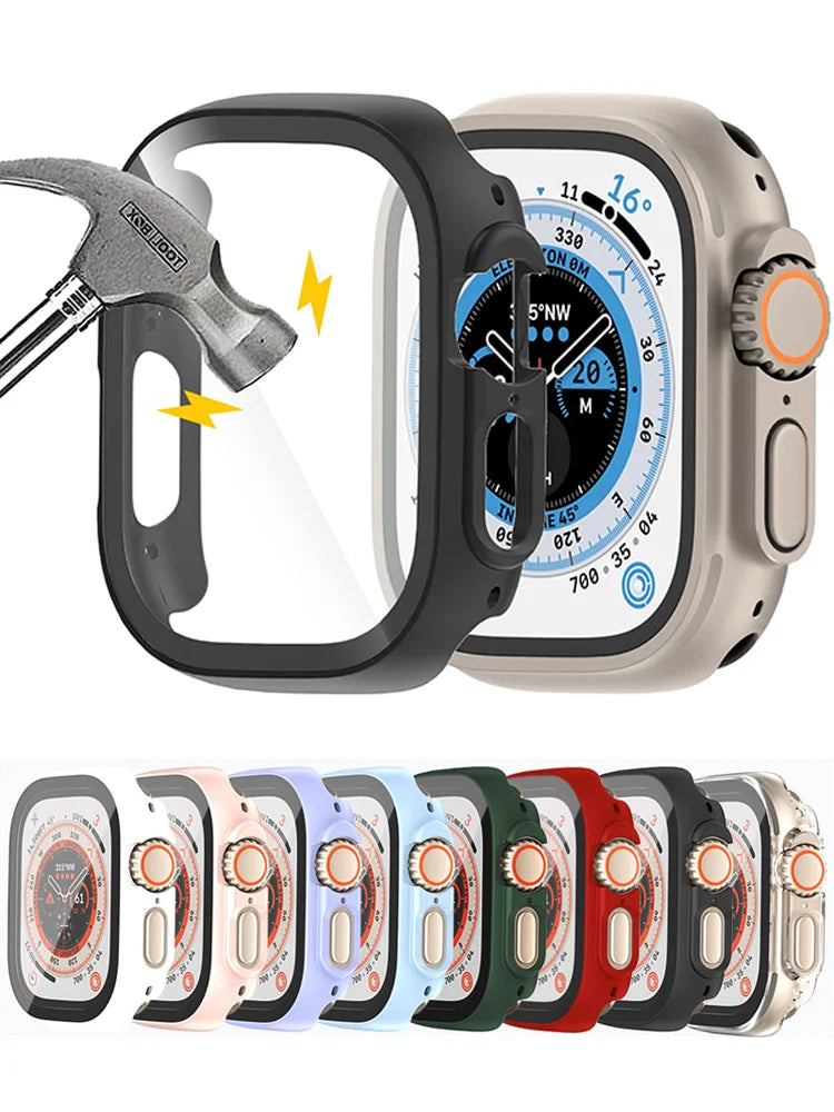 Screen Protector For Apple Watch Ultra Case 49mm Accessories PC Shockproof Bumper+Tempered Glass iwatch Series Ultra 1 2 Cover