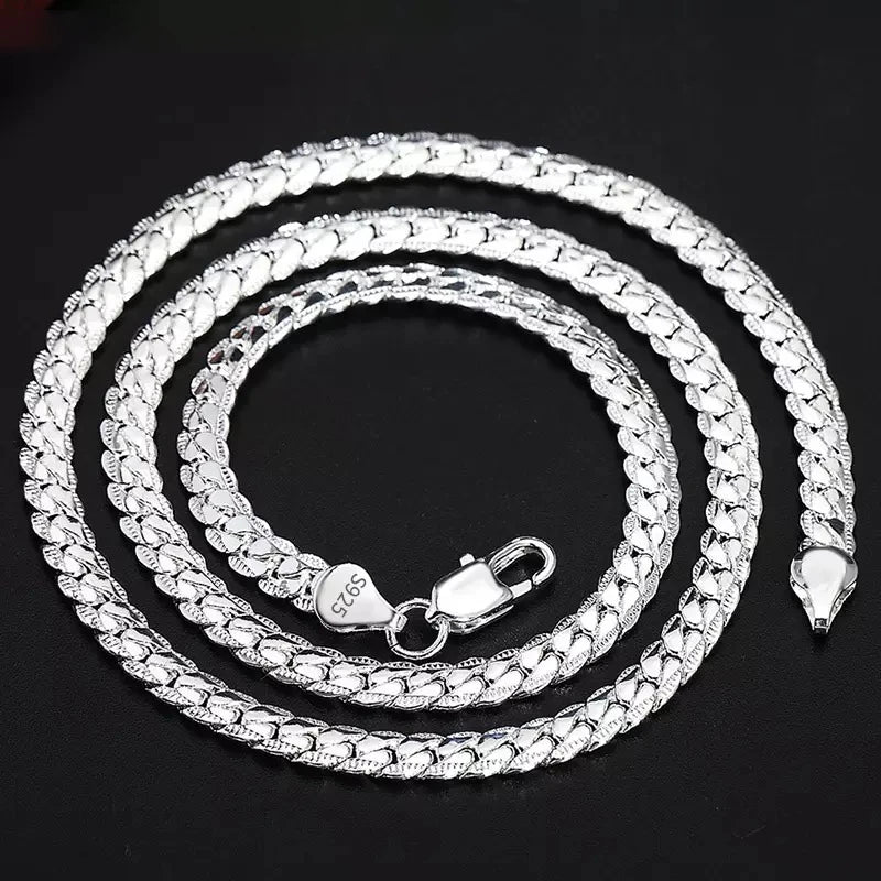 S925 Sterling Silver Gold/Silver 8/18/20/24 Inch 5MM Full Sideways Chain Necklace For Women Men Fashion Jewelry Gifts