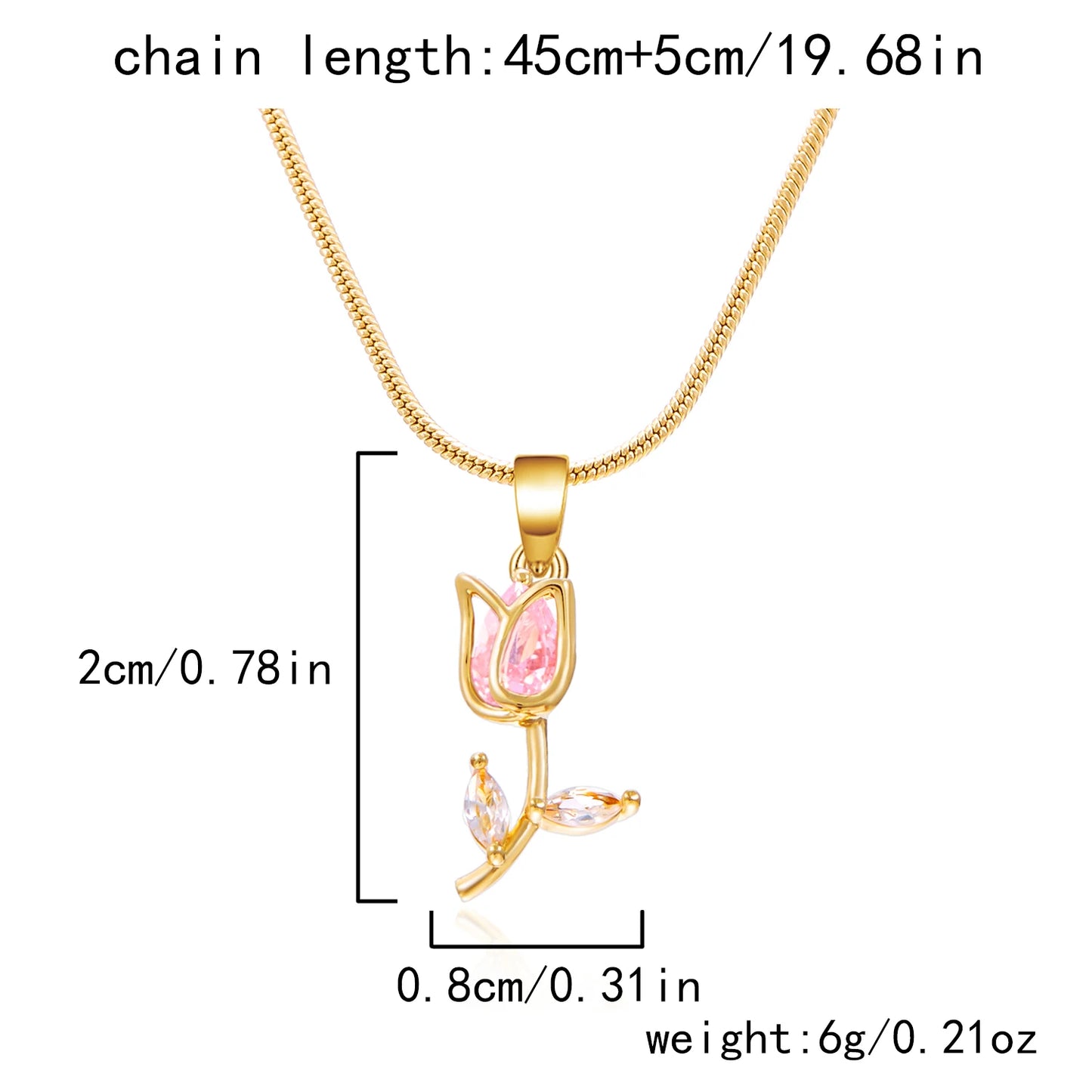 Light Luxury Zircon Tulip Flower Pendant Necklace for Women Elegant Stainless Steel Clavicle Chain Fashion Party Jewelry Gift