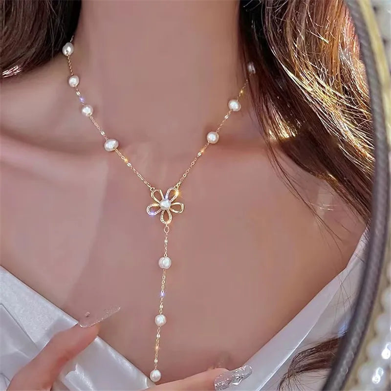 French Baroque Freshwater Pearl Pendant Necklace for Women Personalized Fashion Daily Accessories Party Jewelry Birthday Gifts