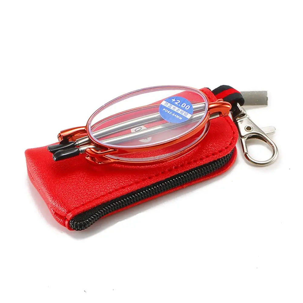 Portable Folding Reading Glasses with Keychain Case Anti Blue Light Presbyopic Eyeglasses Women Men Ultralight Hyperopia Eyewear