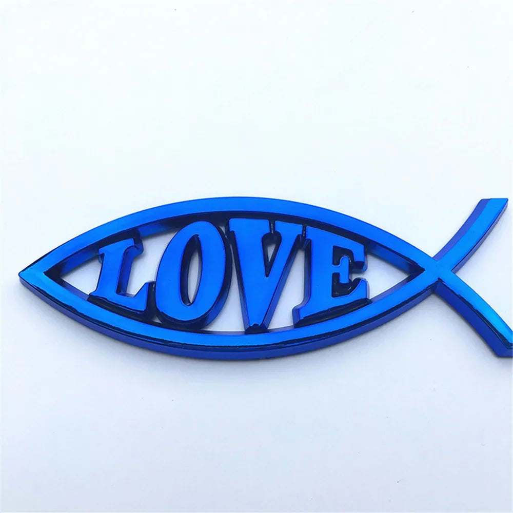 1PCS 14x4.5cm JESUS Fish Silver chrome Christian crafts ABS Car Sticker PEACE FAITH Emblem 3D Badge Decal Auto Accessories