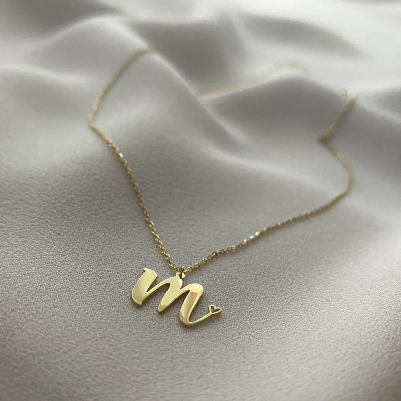 Kinitial Simple Laser Engraving Stainless Steel A-Z  Initial Pendant Necklace Fashion Jewelry Collier Women's Commemorative Gift