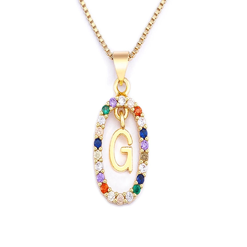 26 English Letters Pendant Necklace Zircon Fashion A - Z Initial M S C K Trendy Alphabet Long Chain For Women My Name Jewelry