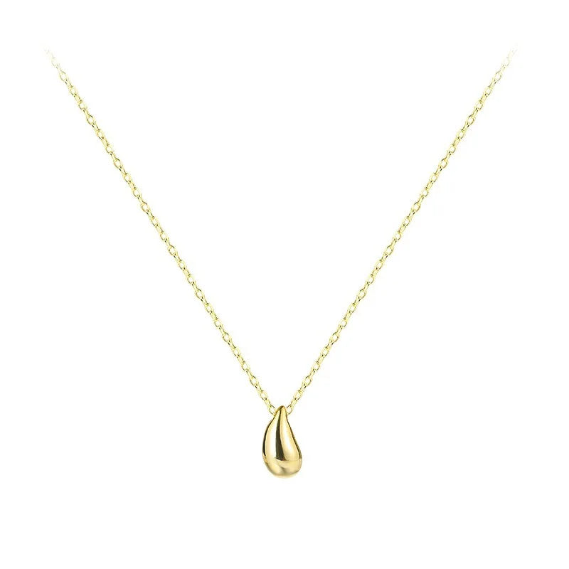 OIMG 316L Stainless Steel Gold Silver Color Fashion Simple Geometric Water Drop Necklace for Women Girls Jewelry Not Fade