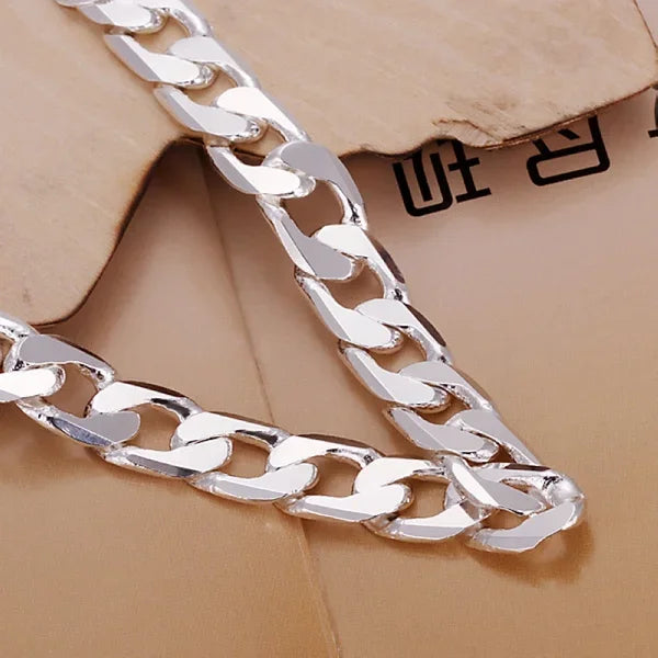 Wholesale 925 Sterling Silver Bracelet Jewelry 4MM-10MM Width Solid for Man Men Women Chain Noble Wedding Party Gifts