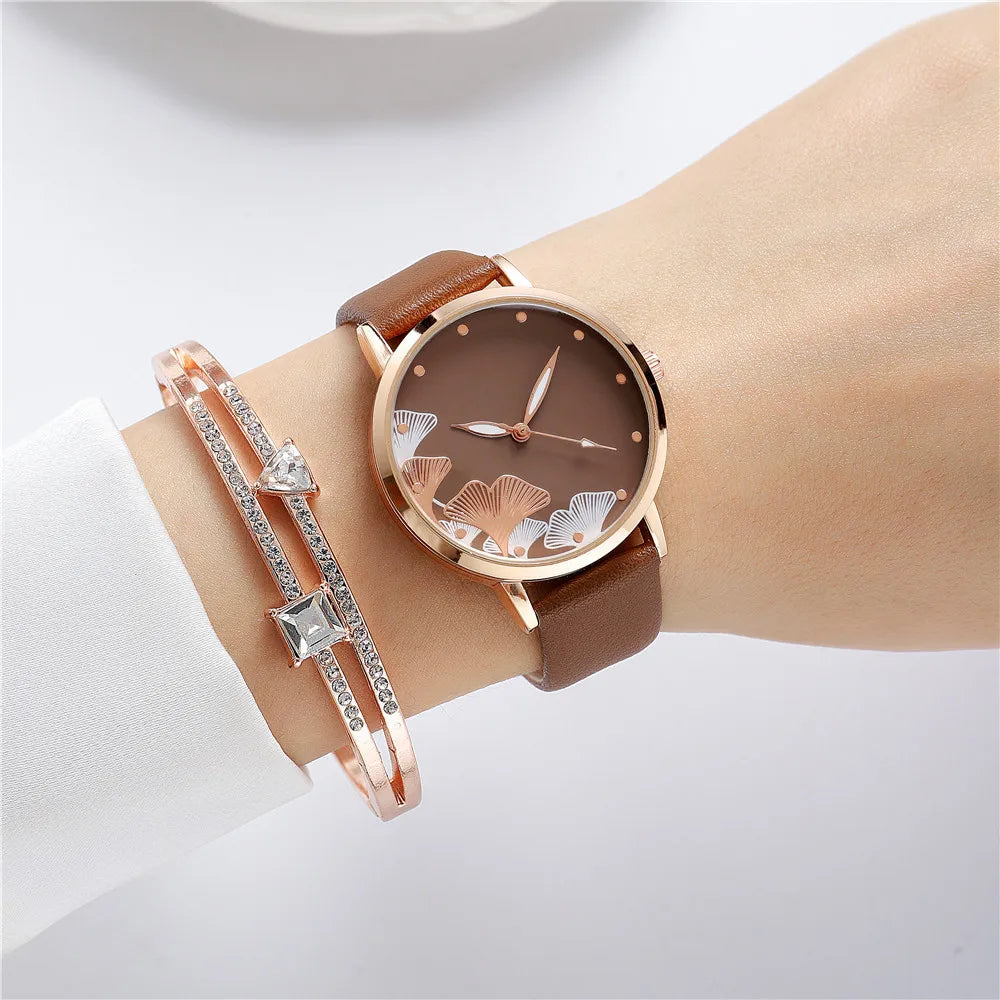 Simple Women Fashion Ink Painting Black And White Design Ladies' Quartz Watch Casual Leather Strap Female Bracelet Gift Clock