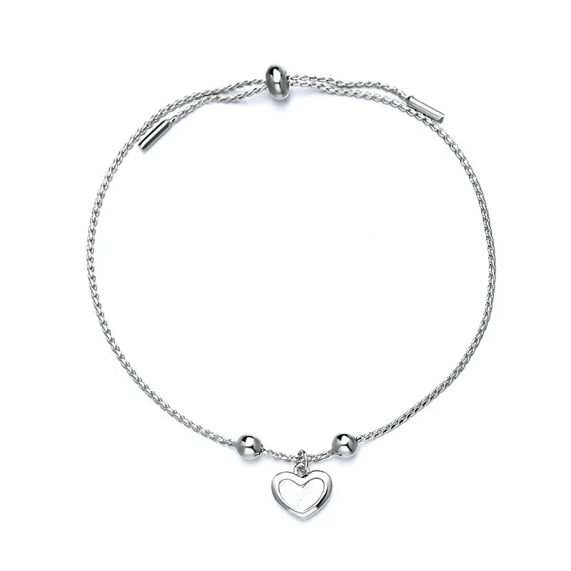 VENTFILLE 925 Sterling Silver Double Love Heart Hollow Round Beads Bracelet Female Fashion Romantic Jewelry Classic Adjustable