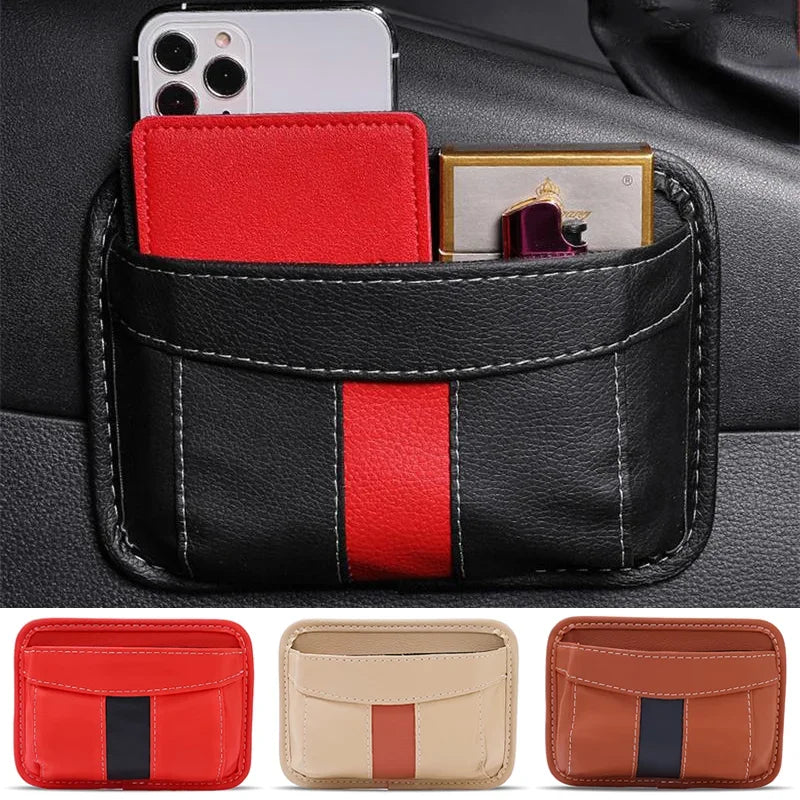 Car Pu Leather Small Multifunctional Storage Bag Phone Key Card Small Stuff Interior Organizer Auto Accessories