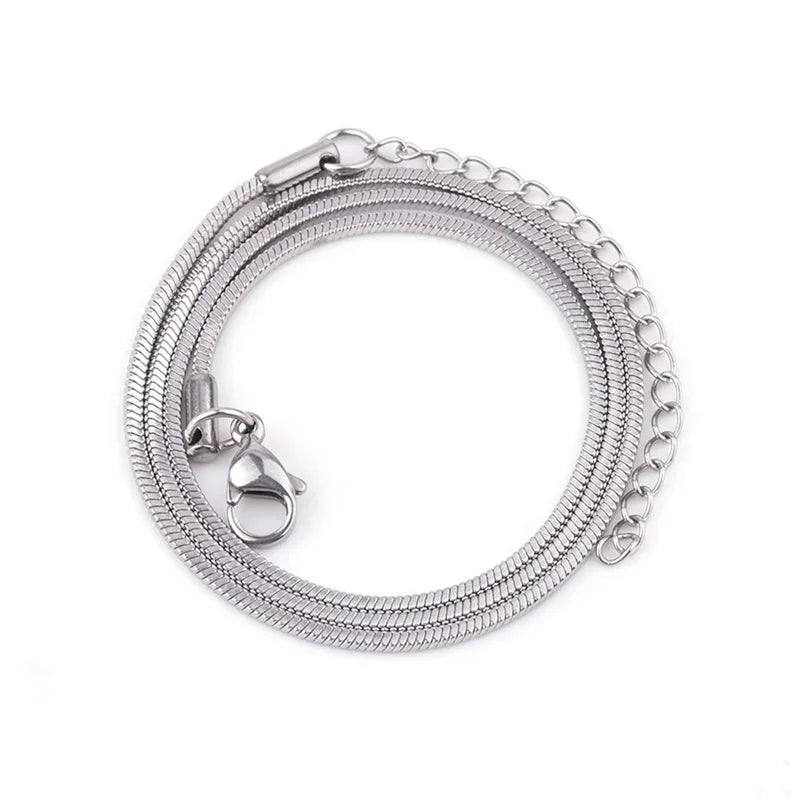 1.2mm Square Snake Chain Men Necklace Silver Color Stainless Steel Clavicle Chain Necklace For Women Hip Hop Jewelry Accessories