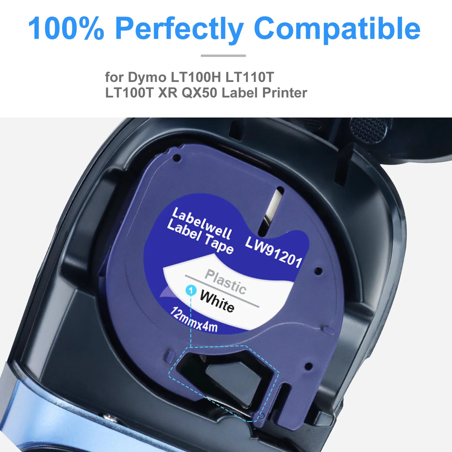 1Pcs 91201 Compatible Dymo Letratag Label Tape 12267 91200 91202 91203 91204 91205 for Dymo Letratag LT-100H LT-100T Label Maker