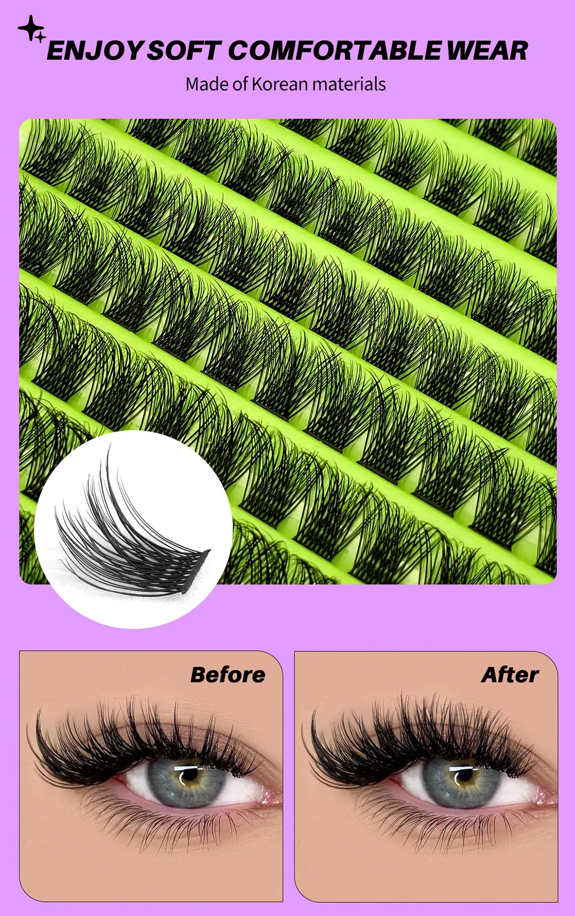 GROINNEYA Cluster Lashes Natural Eyelash extension Volume Individual Lashes Mixed Tray Faux Mink Lashes Cilias Makeup