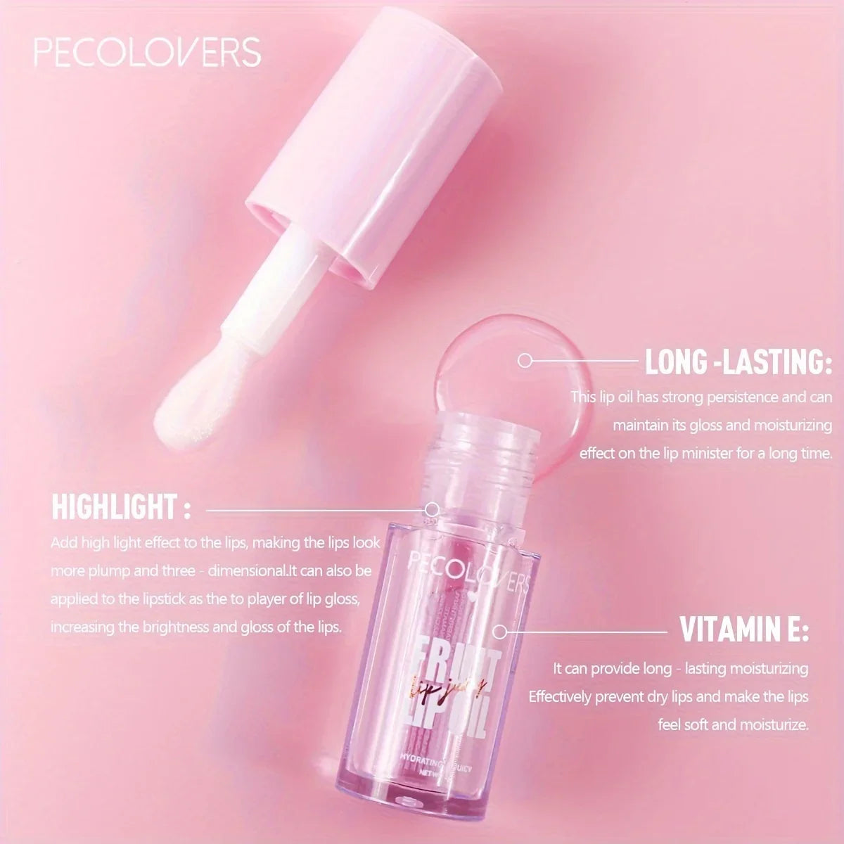 1pc Fruity Crystal Jelly Lip Coat For Lipstick Lip Oil Hydrating Clear Lip Serum Tint Lips Care Makeup Cosmetic