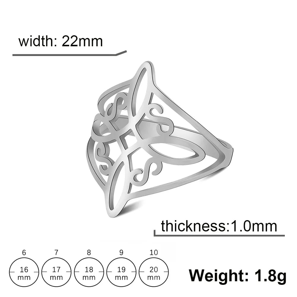 Witch Knot Stainless Steel Ring Wiccan Cross Celtics Knot Women Men Rings Witchcraft Good Luck Protection Amulet New Year Gifts