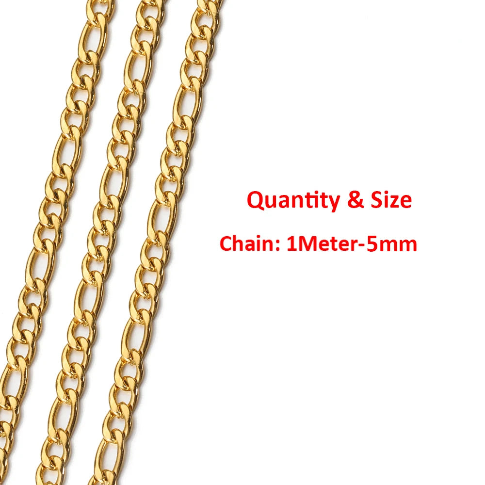 2Meters/1Meter Stainless Steel Chain High Quality Gold Color Chains for Bracelet Necklace Jewelry Making DIY Findings Wholesale