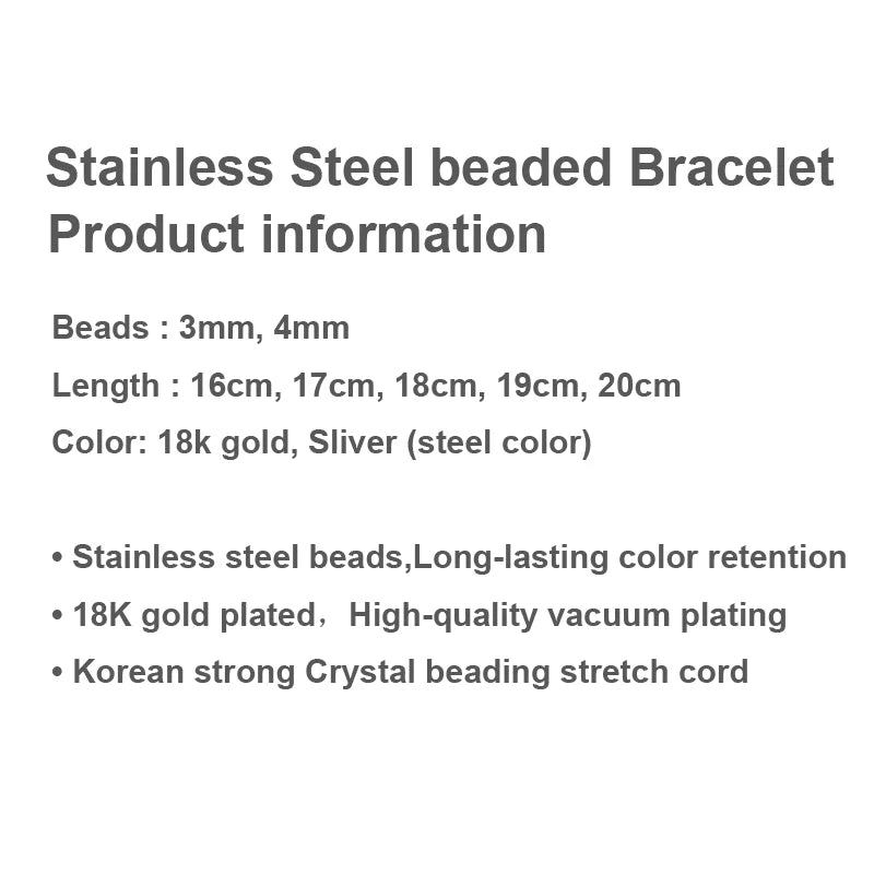 Stainless Steel 3MM 4MM Ball Beads Cuff for Women Men Gold Silver Color Bracelets Charms Metal Statement Jewelry