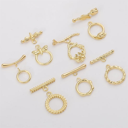 A Set Of 14K Gold-plated Brass Personalized Metal Clasps For Bracelet Necklace Making Jewelry Clasps DIY Founding