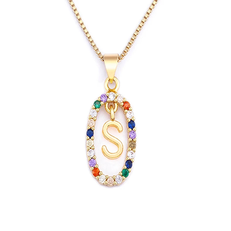 26 English Letters Pendant Necklace Zircon Fashion A - Z Initial M S C K Trendy Alphabet Long Chain For Women My Name Jewelry