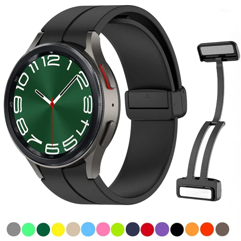 20mm Silicone Band For Samsung Galaxy Watch 6 Classic 47mm 43mm Pro 45mm Magnetic Buckle Bracelet Watch 4/5/6/7 44mm 40mm Correa