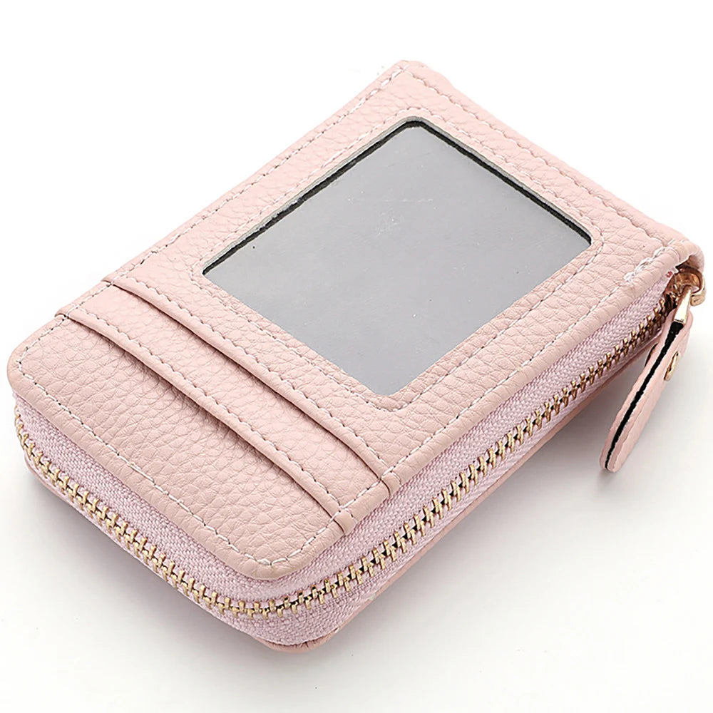 Fashion Pu Leather Zipper Short Mini Wallet Women Id Bank Card Holder Women Purse