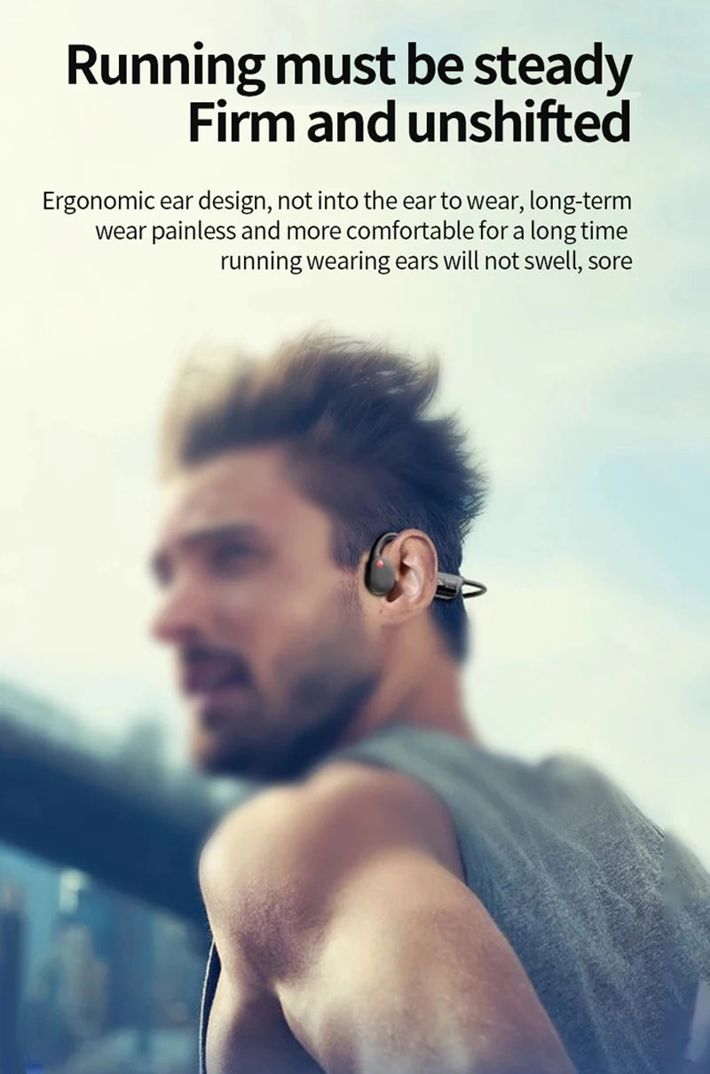 Bone Conduction Earphones Bluetooth Wireless IPX8 Waterproof MP3 Player Hifi Ear-hook Headphone With Mic Headset For Swimming