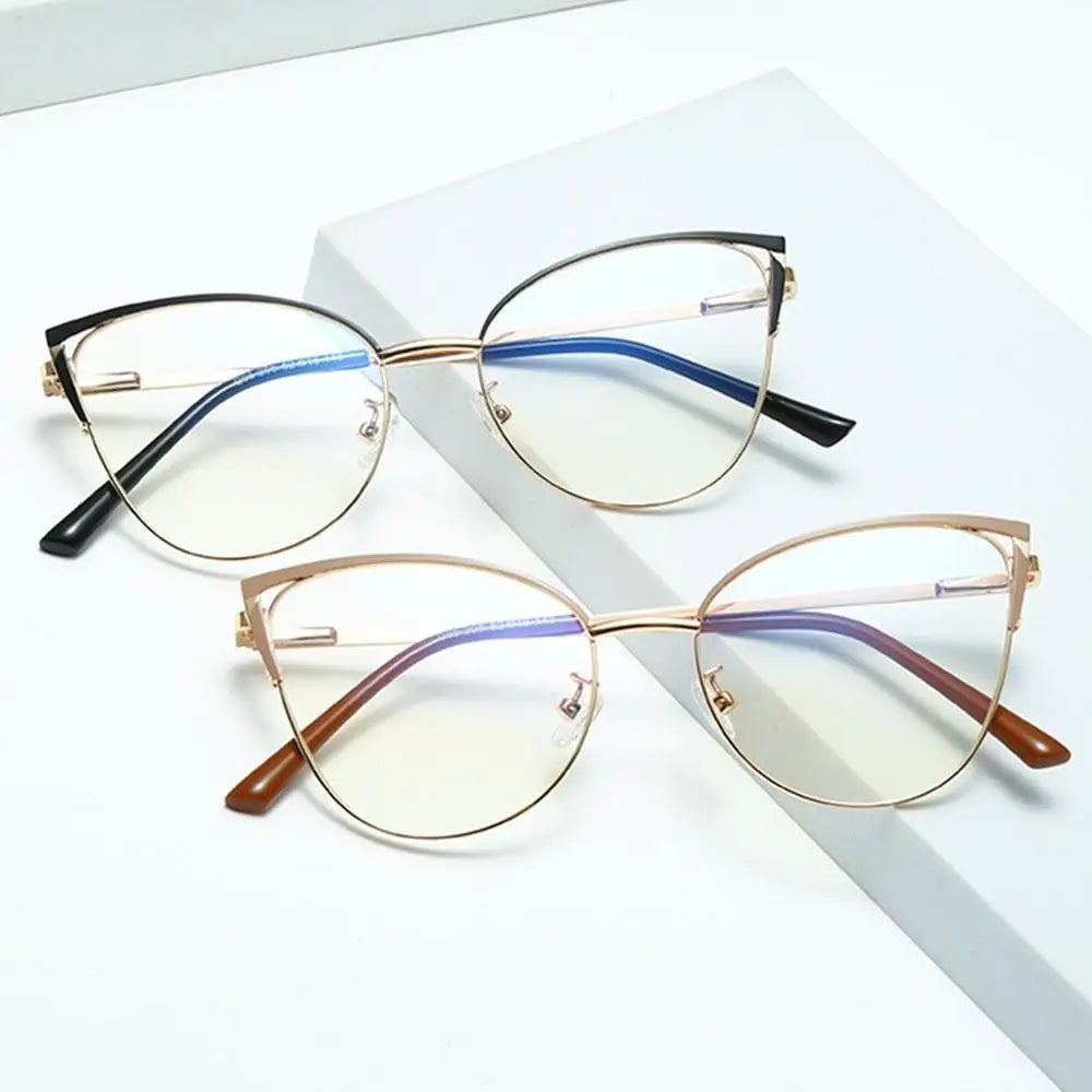 Blue Metal Light Blocking Women Designers Eyeglasses Optical Spectacle Computer Eye Protection Glass Fashion Eyewear