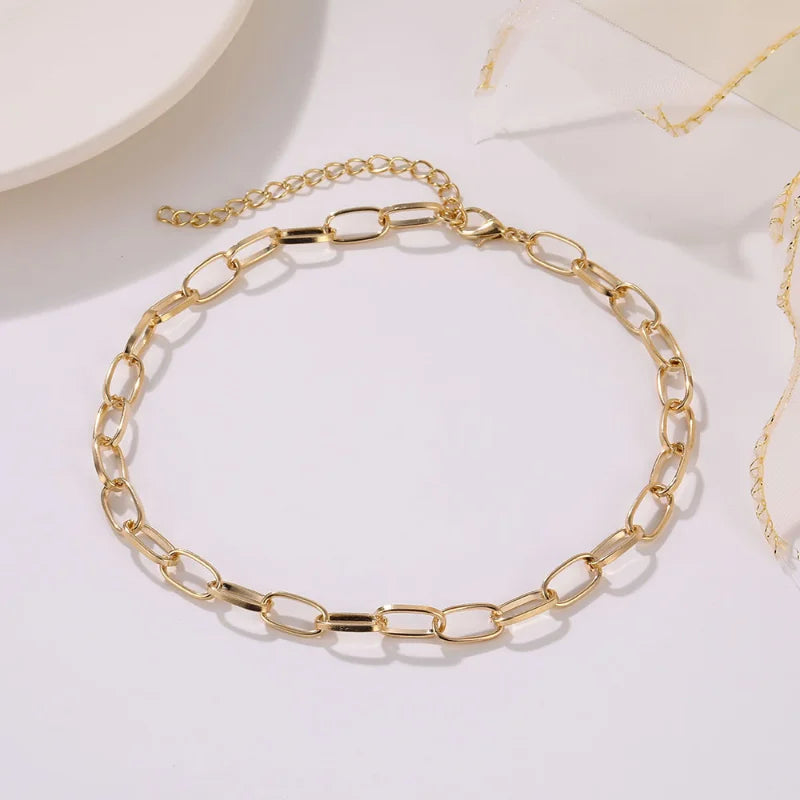 Simple Gold Color Stainless Steel Thick Chain Necklaces for Women Hip Hop Street Trend Men Metallic Chains Necklace Jewelry