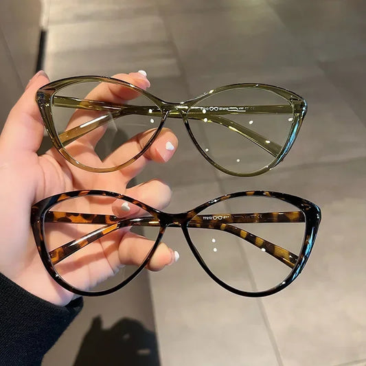 Cat Eye Transparent Myopia Glasses Women's High-definition Eyeglasses New Fashion Vintage Large Eyewear Frame