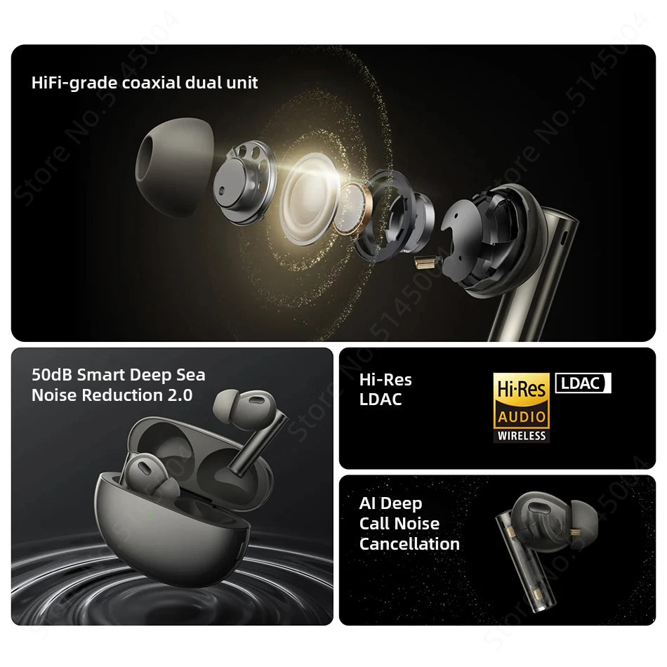 Global Version realme Buds Air 6 Pro TWS Earphone 50dB Active Noise Cancelling TWS Earphone LDAC IP55 40 Hours Battery Life