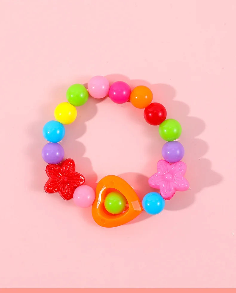 Makersland Children's Beaded Flower Bracelet Colorful Acrylic Flower Necklace Girls Children's Jewelry Sets Wholesale