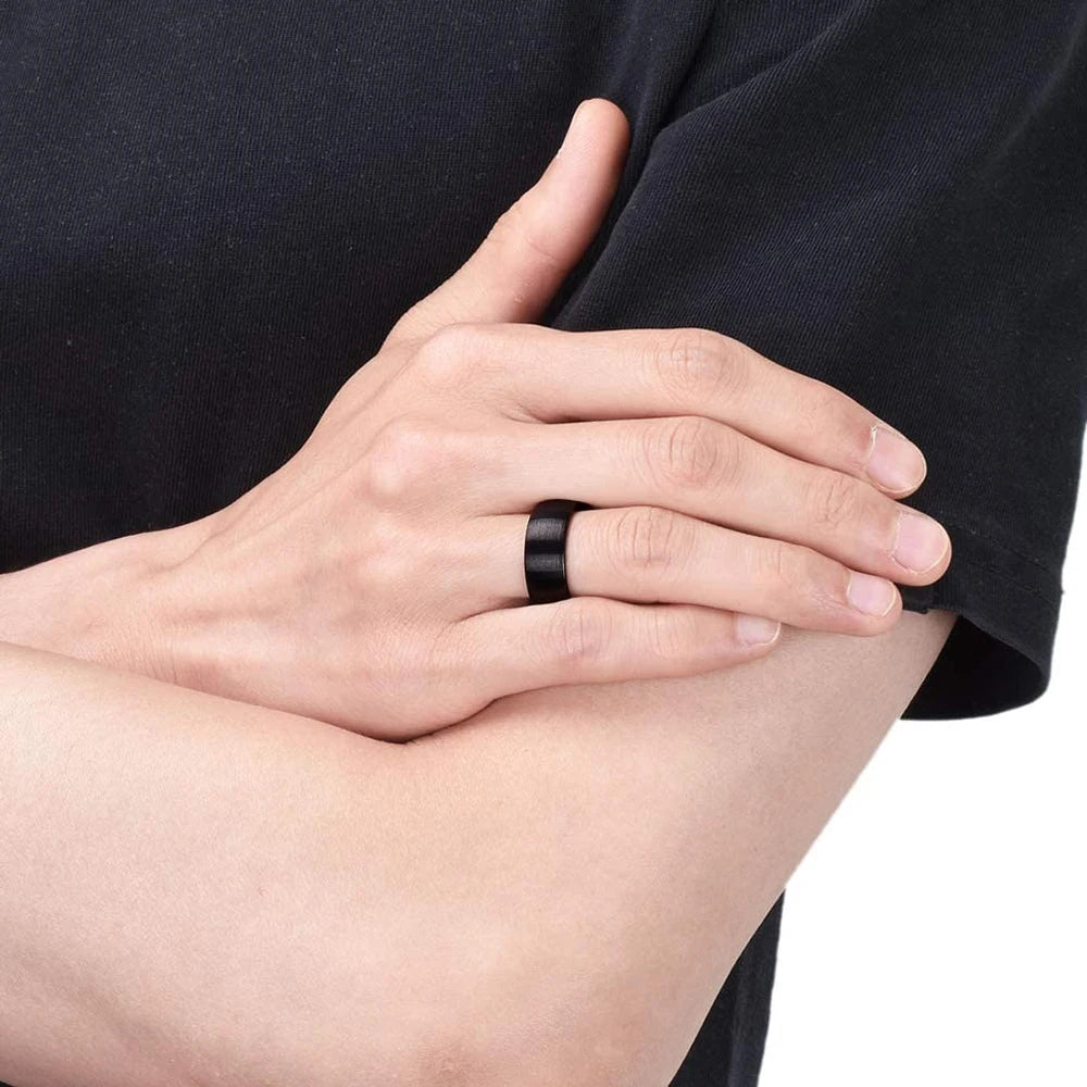 Classic Men Stainless Steel Rings Black Solid Simple Vintage Rings For Men Wedding Bands Christmas Party Jewelry Gift Wholesale