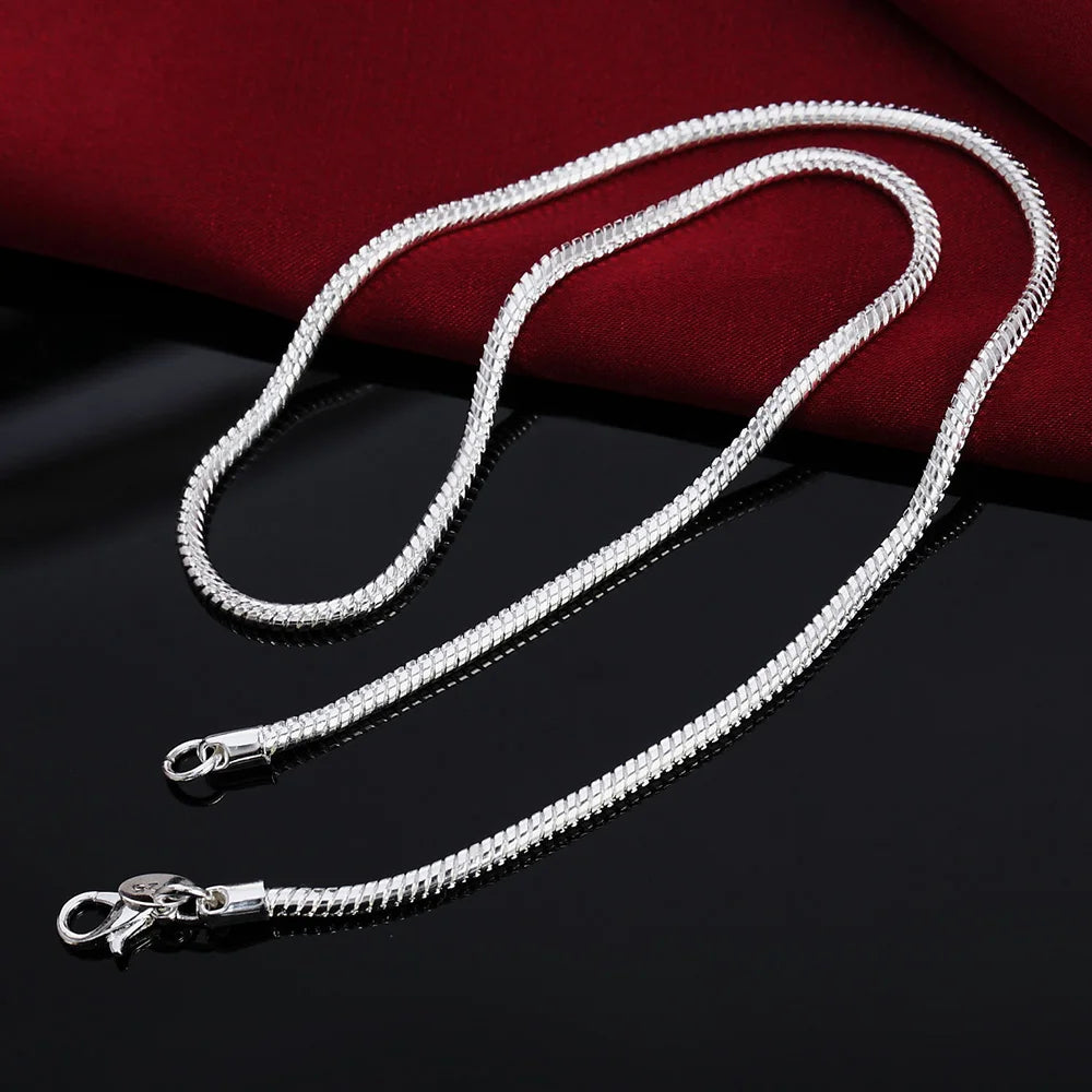 45-60cm Silver Color 1MM/2MM/3MM solid Snake Chain Necklace For Men Women Fashion Jewelry for pendant free shipping